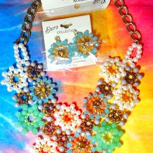 Beaded necklace & earing set